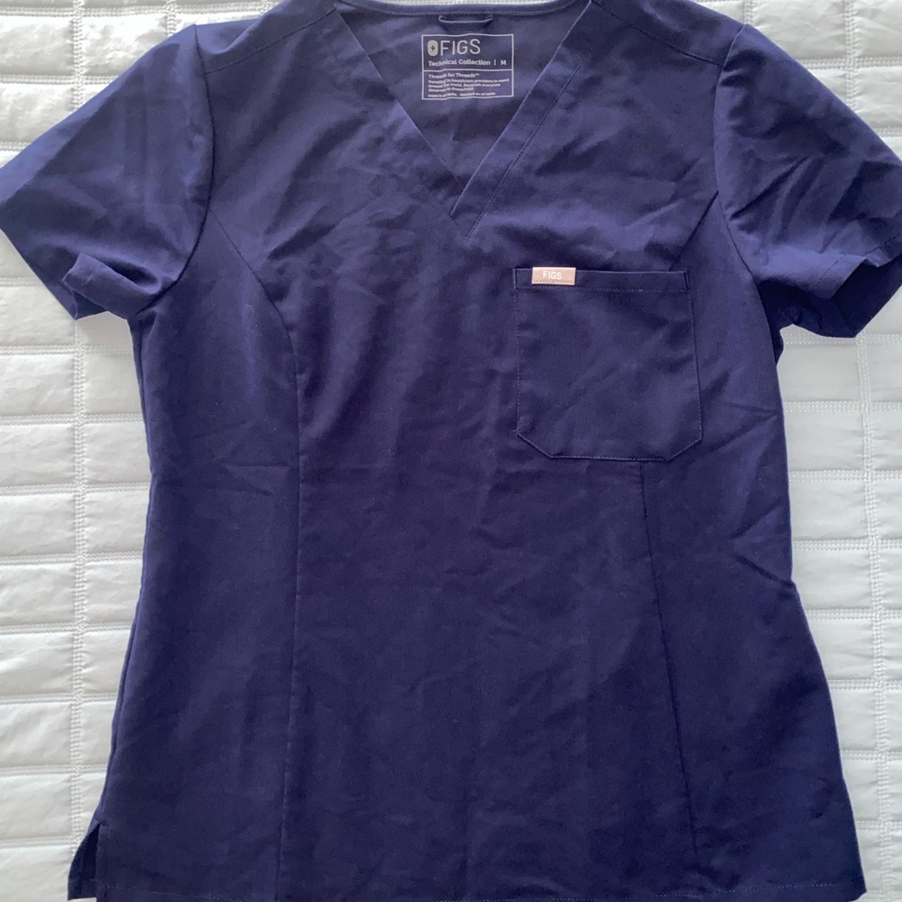 Figs Blue Fitted Short Sleeve Tee